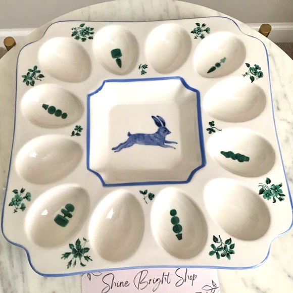 Anthropologie Egg Platter Handpainted Glazed Stoneware NWT - Picture 6 of 12